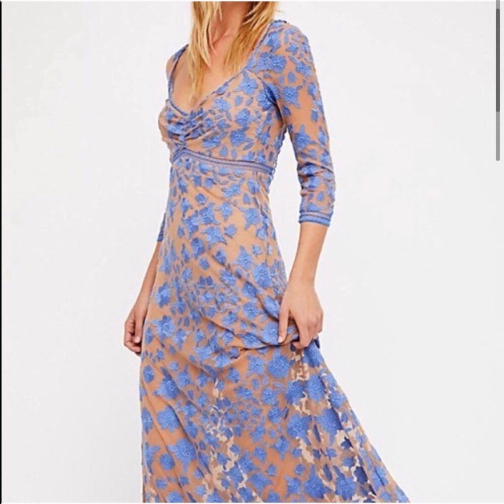 Ultra Rare For Love and Lemons Temecula Maxi Dress Lace Embroidery Mesh M EUC